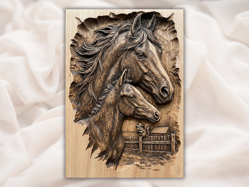 Horse & Foal Relief STL