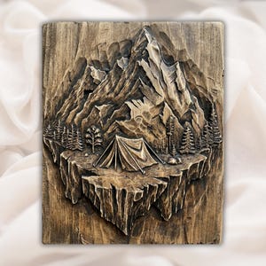 Mountain Camping STL Relief view 1