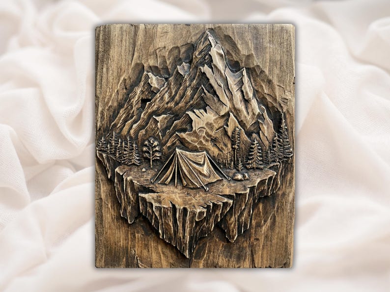 Mountain Camping STL Relief