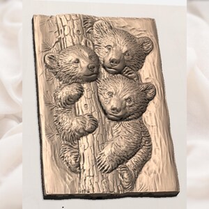 Woodland Bear Cubs 3D STL File view 2