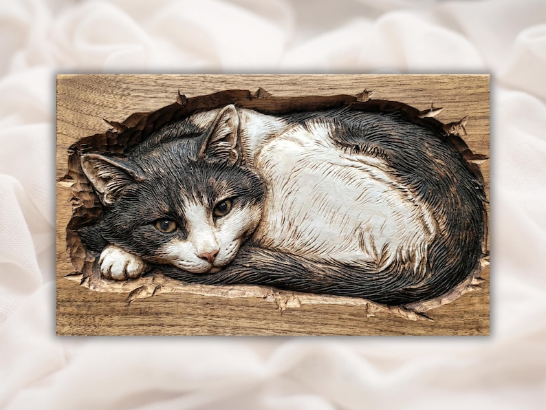 Awake Cat 3D Relief STL