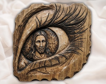 Eye With Jesus 3D Relief STL | Christian CNC Router Wood Carving File | Jesus in Eye Bas-Relief Panel | Bible Wall Art