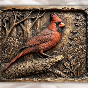 Cardinal Bird Relief STL view 1