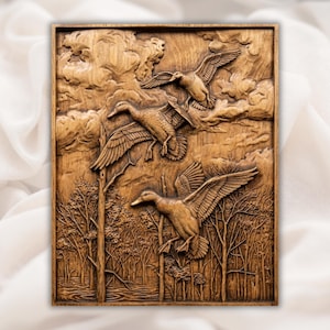 Flying Ducks 3D Relief STL view 1