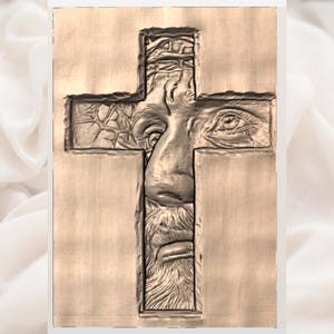 Jesus Cross Relief STL view 2