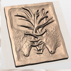 Deer Buck Antlers 3D Relief STL File view 2