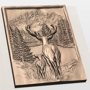 Stag and Fawn 3D STL File view 2