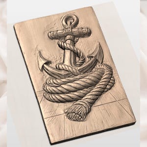 Nautical Anchor Rope 3D Relief STL File view 2