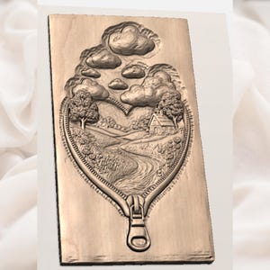 Heart Zipper Landscape 3D Relief STL view 2