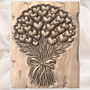 Heart Bouquet 3D Relief STL view 3