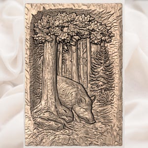 Wild Boar Forest Relief STL view 3