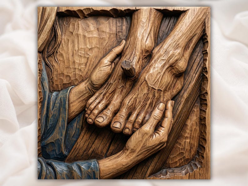 Jesus Feet & Nail on Cross 3D Relief STL