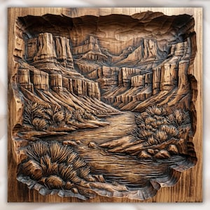 Canyon River Landscape 3D Relief STL view 1