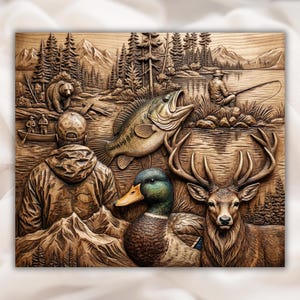 Outdoor Hunting Collage 3D Relief STL view 1