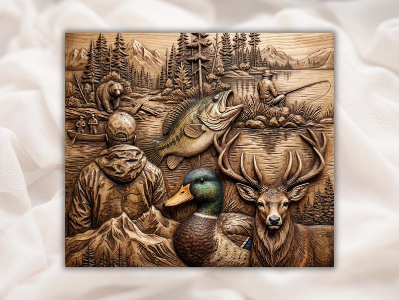 Outdoor Hunting Collage 3D Relief STL