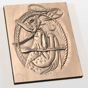 Funny Fly Fishing Trout 3D Relief STL view 3
