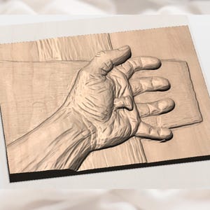 Jesus Hand on Cross 3D Relief STL File view 2