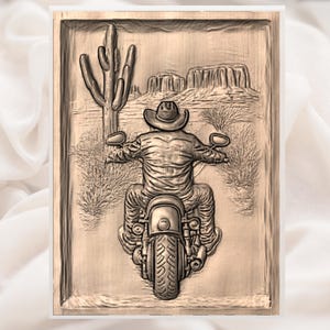 Western Cowboy Biker 3D STL File view 3
