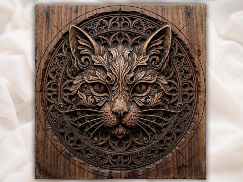 Cat Mandala 3D Relief STL