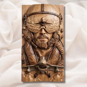 Fighter Pilot Helmet 3D Relief STL view 1