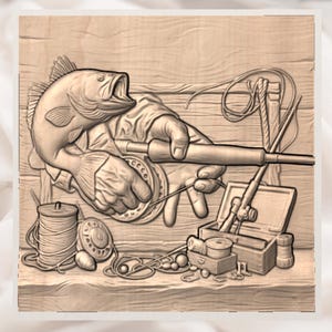 Fishing Gear 3D Relief STL view 2