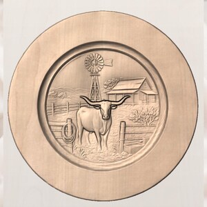 Farmhouse Cow Relief STL view 3