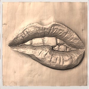 3D Women Lips Relief STL File view 3