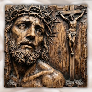 Jesus Crucifixion Relief STL view 1