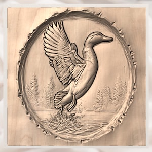 Flying Duck 3D Relief STL File view 3