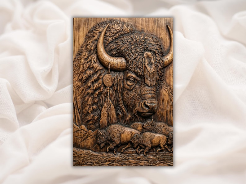 Native Buffalo 3D Relief STL