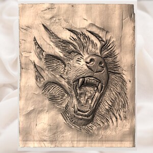 Roaring Bear Head 3D Relief STL File view 3