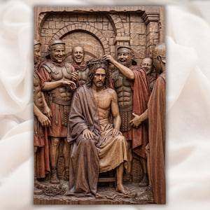 Crown of Thorns Jesus 3D Relief STL for CNC Router view 1