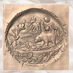 Bear Wildlife 3D Relief STL view 2