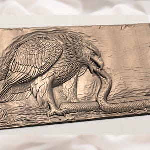 Eagle vs Snake 3D Relief STL view 2
