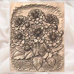 Dahlia Flowers 3D Relief STL for CNC Router view 3