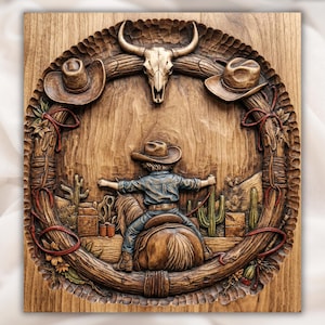 Western Cowboy Rope Frame 3D Relief STL view 1