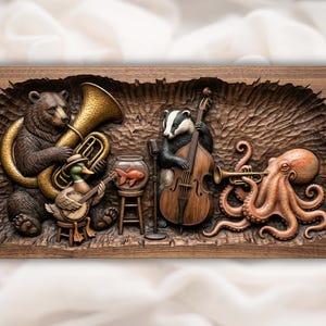 Whimsical Animal Band Relief STL view 1