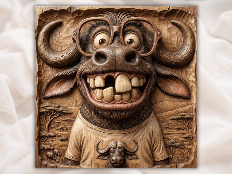 Funny Buffalo 3D Relief STL