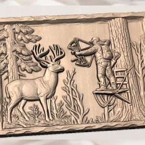 Whitetail Deer Hunting Relief STL view 2