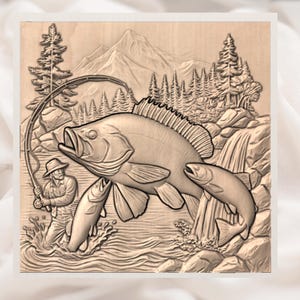 Fishing 3D Relief STL view 3