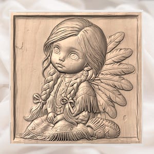 Tribal Girl 3D Relief STL view 3