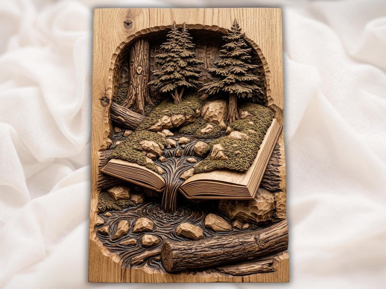 Forest Book Carving 3D Relief Model