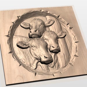 Cow Family 3D Relief STL view 3