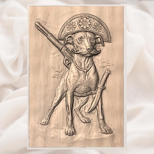 Funny Cowboy Dog 3D Relief STL view 2