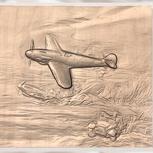 WW2 Air Battle 3D Relief STL File view 3