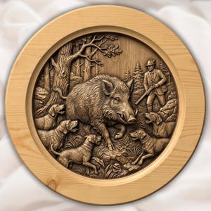 Wild Boar Hunt Relief STL view 1