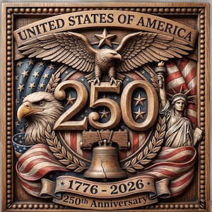 USA 250th Anniversary Relief STL view 1