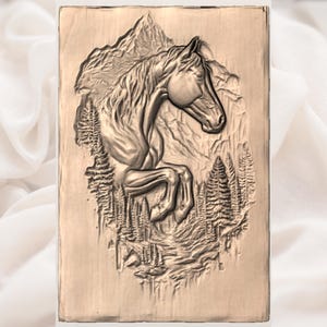 Wild Horse 3D Relief STL view 3