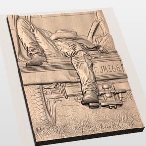 Cowboy Truck Tailgate 3D Relief STL view 2