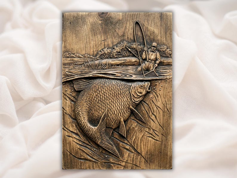 Fishing Scene 3D Relief STL
